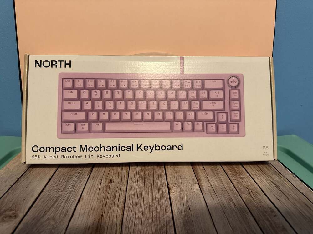 North Compact 65% Wired Mechanical Keyboard with Rainbow Lighting - Pink